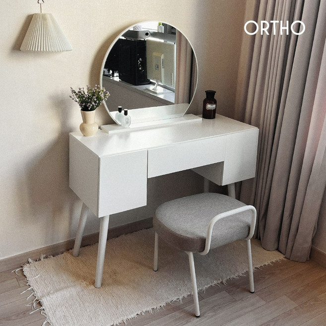 올쏘 프롬 모노 원형 거울 3단 수납 화장대, 프롬모노화장대+거울 (UD01011)