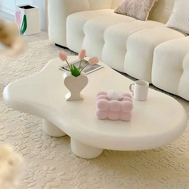 구름 테이블 거실 커피 좌탁 인테리어 티테이블, 크림색