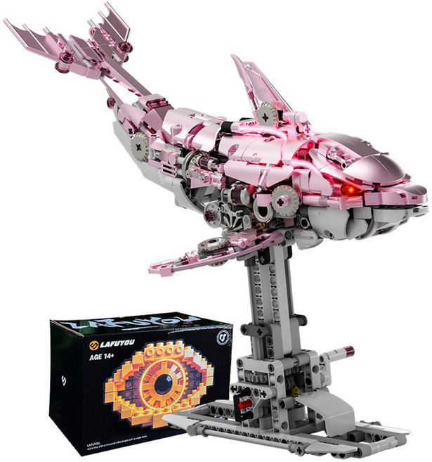 라푸유 핑크 돌고래 MOC블록 피규어 프라모델 Delphinus capensis 어른장난감 주말생활 여친선물 MOC블럭, No.13098, 1개