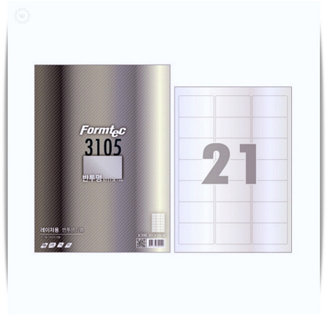 반투명라벨지 21칸 A4 10매 63.5x38.1mm 레이저 출력용 제이엘생활