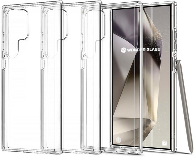 원더글라스 아이폰16/갤럭시 폴드6/플립6/S24 투명 변색방지 울트라씬 크리스탈 클리어 하드케이스 4개입