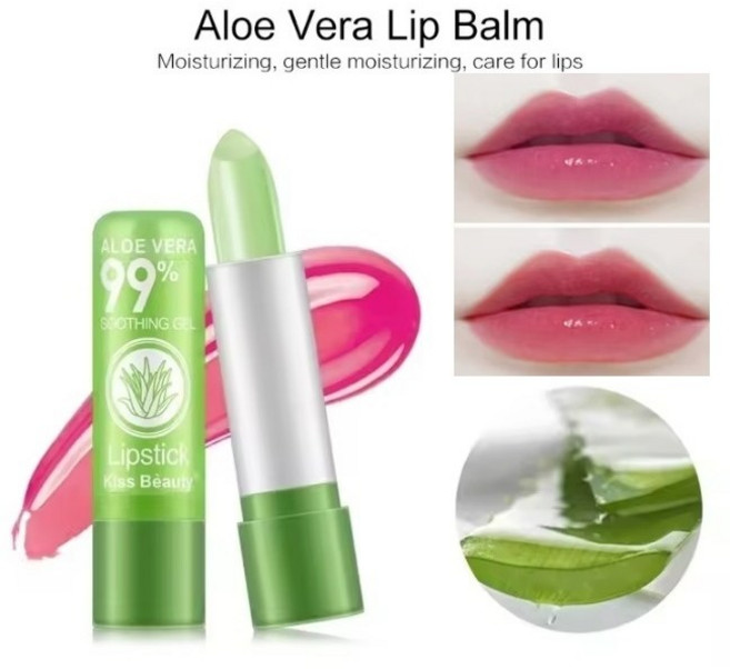 알로에 베라 립스틱 레드컬러 오래 지속되는 보습 컬러 체인지 립스틱 분홍색 또는 장미색 색깔 변신 컬러변신 립밤 한번 바르면 하루종일 지속 잘 안지워짐, 레드, 1개