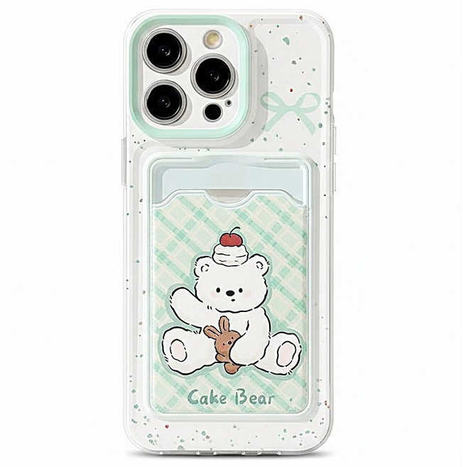 쿠잉제이 민트베어 카드포켓 아이폰 케이스 카드수납