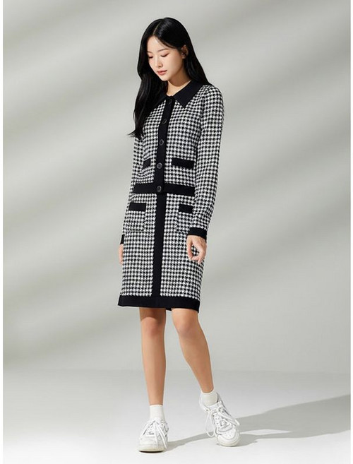 헤일리 헤일리골프 여성 하운드 투스 체크 약기모 미디 H라인 스커트 HF-WK1310