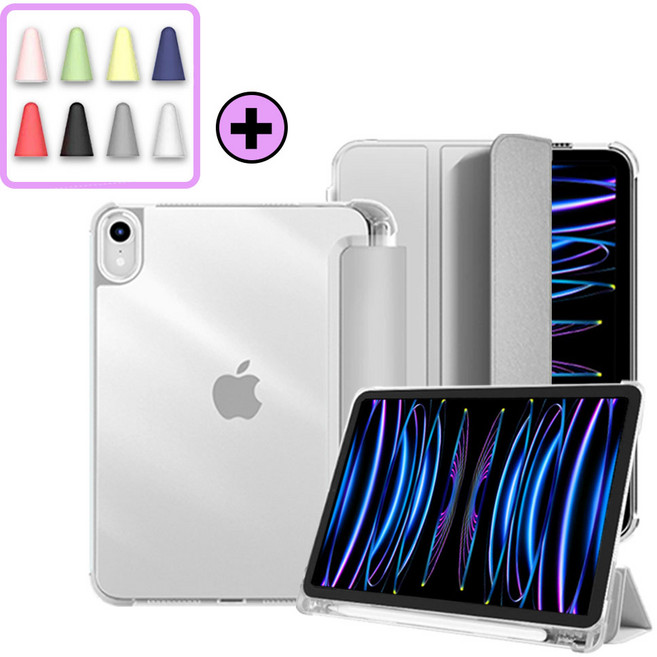 아이패드 에어 프로 미니 호환 1/2/3/4/5/6/7/8/9/10/11세대 애플 펜슬 수납 클리어 케이스 보호 커버 케이스나라, 라이트그레이, 1개