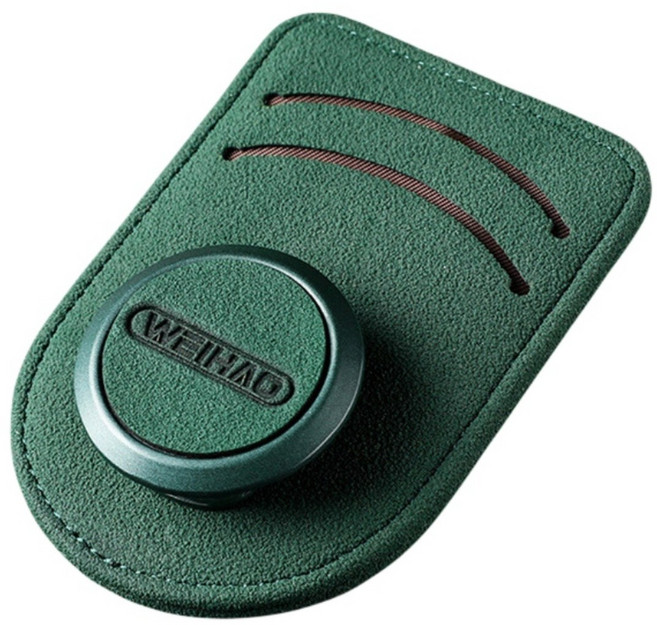 차량용 선글라스 가죽 클립 카드수납 2in1 안경걸이, 그린, 1개