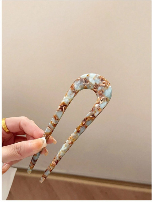 우아한 빈티지 U자형 헤어핀 U비녀 단단한 아세테이트 소재