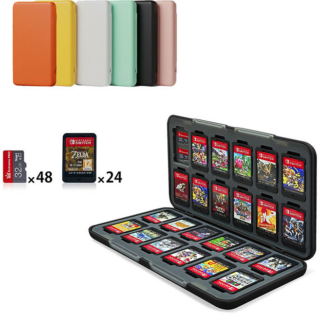아싸라봉 닌텐도 스위치2 OLED 겸용 메모리 게임 카드 24 슬롯 자석 휴대용 케이스, 1개, 민트, SW-CARDTF