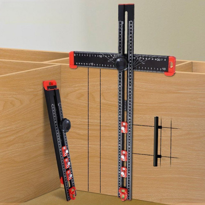 목공 만능 T자 눈금자 직각 구멍 공예 게이지 각도자 인테리어, 레이저눈금 미터법 포지셔닝자 36cm, 1개
