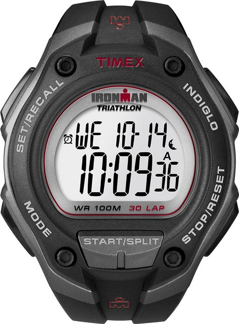 Timex 아이언맨 클래식 30 남성용 손목시계 오버사이즈 블랙/그레이/레드 레진 스트랩 (T5K417)