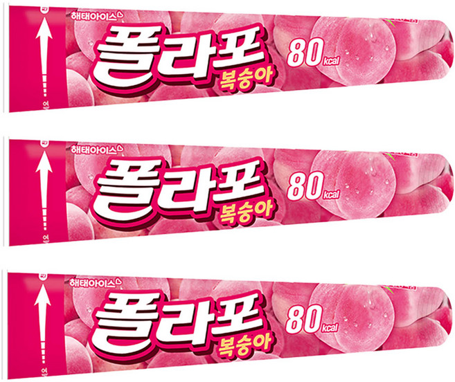 해태아이스 폴라포 피치 아이스크림간식, 30개, 120ml