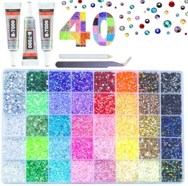 Resin Jelly Rhinestones for Bedazzling Multicolor 3mm Flatback Gems for Bedazzling, 40 colors