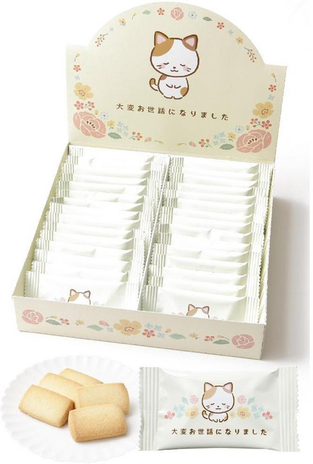 오키모치 쿠키 과자 간식 일본 디저트 선물용, 옥양목 고양이 30마리, 3개