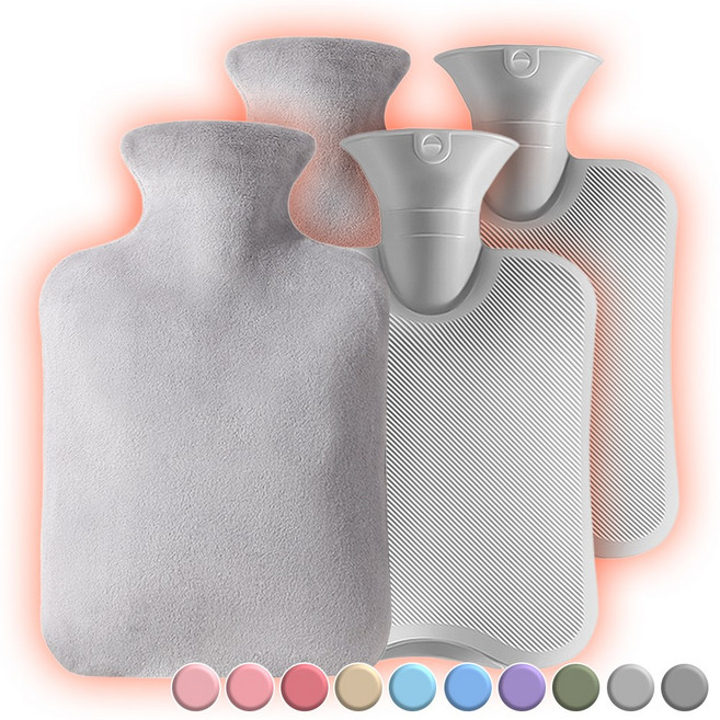 아뜰라임 오래가는 보온 물주머니 핫팩 + 찜질팩 커버 세트 1L 2L, 실버그레이 2L, 2개