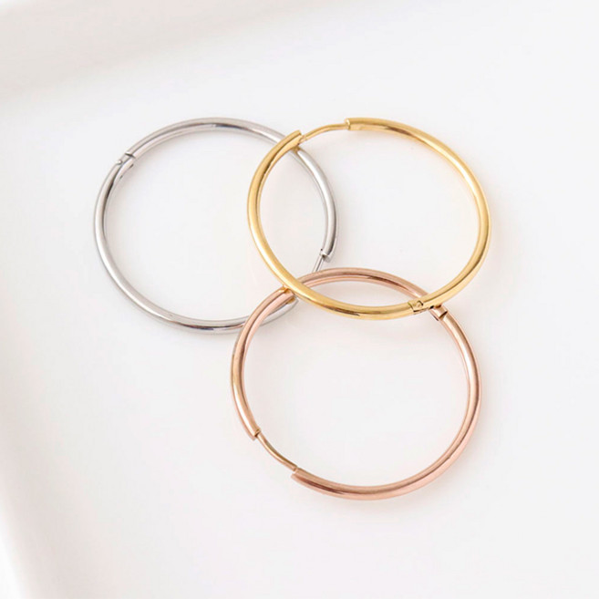 써지컬스틸 빅 링 귀걸이 30mm 50mm