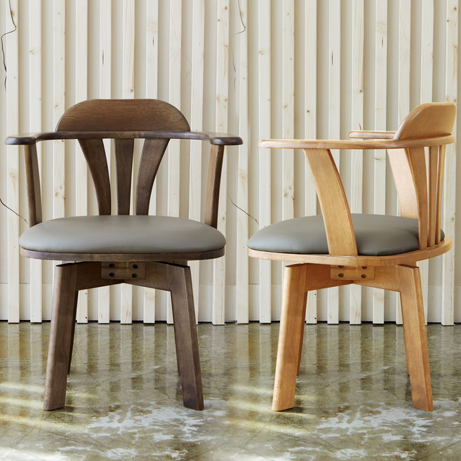 베스트리빙 카파 오츠카 회전 고무나무 원목 팔걸이의자/식탁의자/책상의자/인테리어의자 1개 2colros, B형 내츄럴