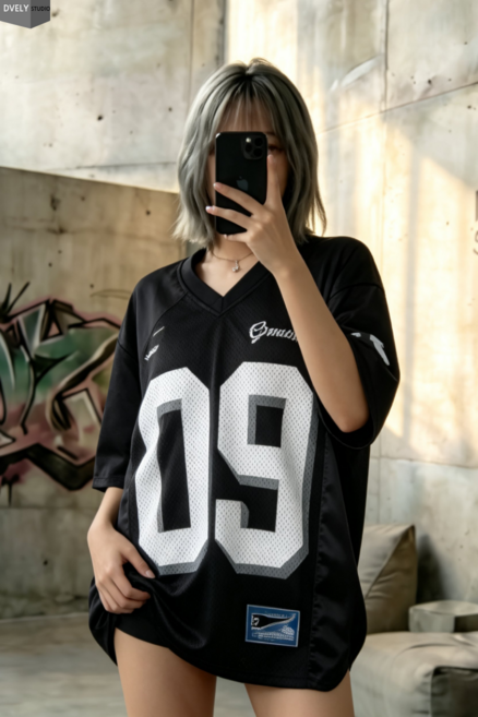 D블리 그로잉 09 매쉬박스티 반팔티 유니섹스 박스티 오버핏 루즈핏 빅사이즈 Y2K 힙한룩 힙합패션 공연복 단체복 무대복