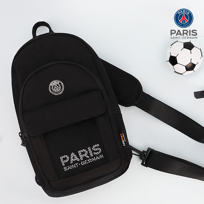 슬링백 PSG 엠블럼 주니어 초등학생 성인 보조가방 크로스백, 블랙, 1개