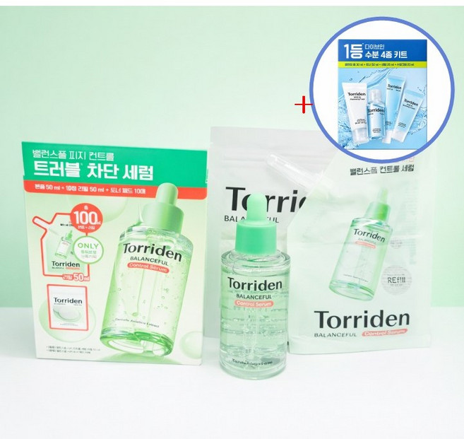 토리든 밸런스풀 시카 컨트롤 세럼 50ml + 리필 50ml + 패드 10매 기획 / 추가증정-다이브인 수분4종키트, 50개