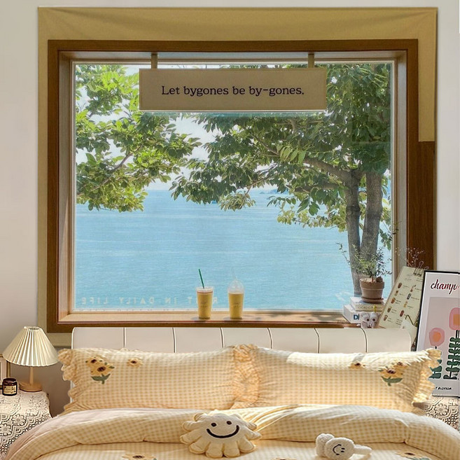 자연풍경 바다 숲 패브릭포스터 감성 인테리어 벽장식, 나무 아래 그늘