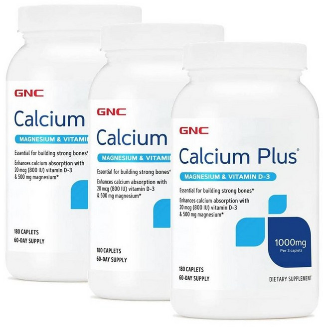 지엔씨 칼슘 플러스 마그네슘 앤 비타민D3 1000mg GNC Calcium Plus, 3개, 180정