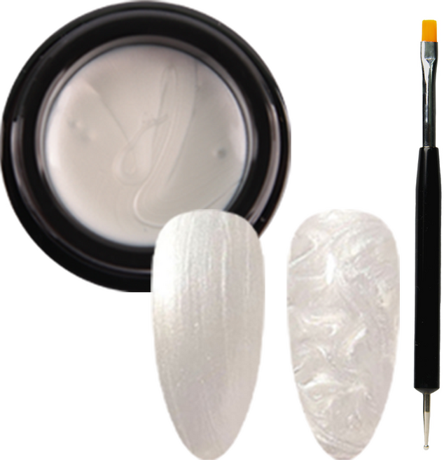 아이빛 젤네일 네일아트 셀프네일 클리어 쫀쫀 진주 글리터 통젤, 1개, 5g, 마블진주펄_silver(브러쉬포함)