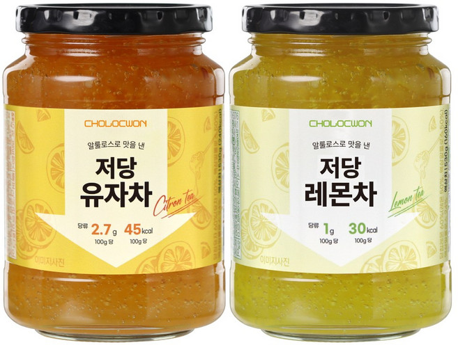 초록원 저당유자차530g + 저당레몬차530g, 530g, 1개입