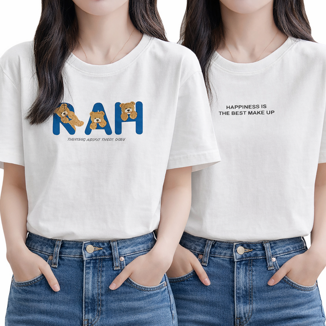 희야몰 1+1 여성 반팔티 흰티 면티 티셔츠