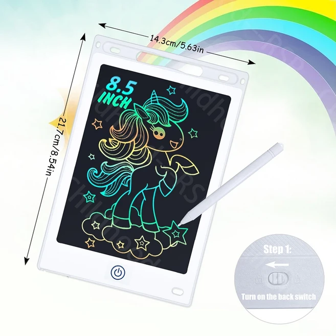 8.5인치/10인치/12인치 드로잉 태블릿 LCD 쓰기 보드 어린이 몬테소리 교육 장난감 매직 두들 칠판 생일 크, 02 8.5 inch white