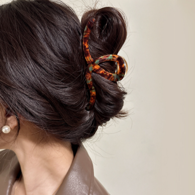 프랑스 마블 헤어핀 올림머리 반묶음 단발머리 대형 집게핀