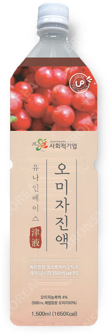 유나인베이스 오미자 1.5L 1개/과일원액 희석음료, 1개