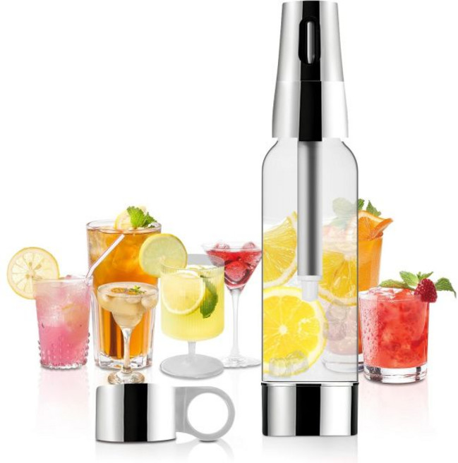 탄산수 제조기 1L PET 탄산병이 있는 휴대용 소다 향미 음료용 소다수 머신(흰색), Silver Soda Maker