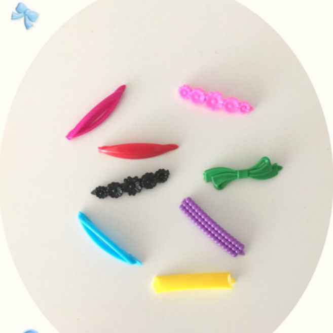 무금속 가벼운 컬러 헤어핀 똑딱핀 8개 세트 약 6cm, 1세트, 멀티컬러