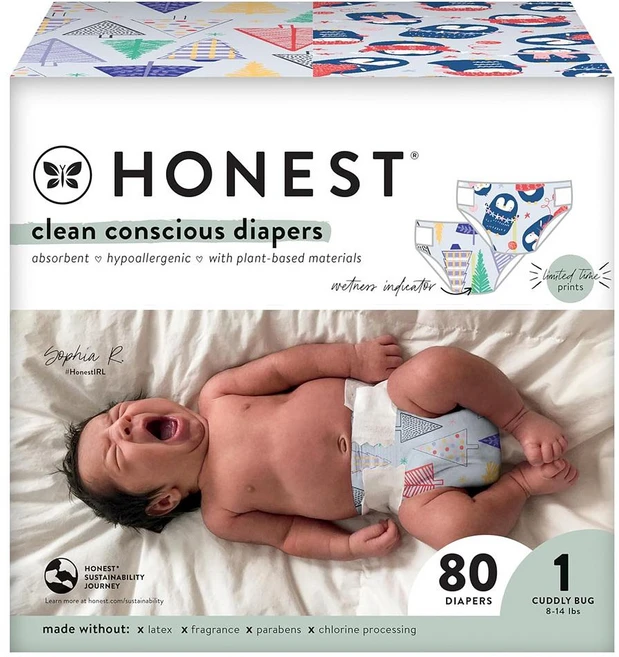 The Honest Company 클린 기저귀 80개입 1팩 1사이즈 The Honest Company Clean Conscious Diapers | Plant - 쿠팡
