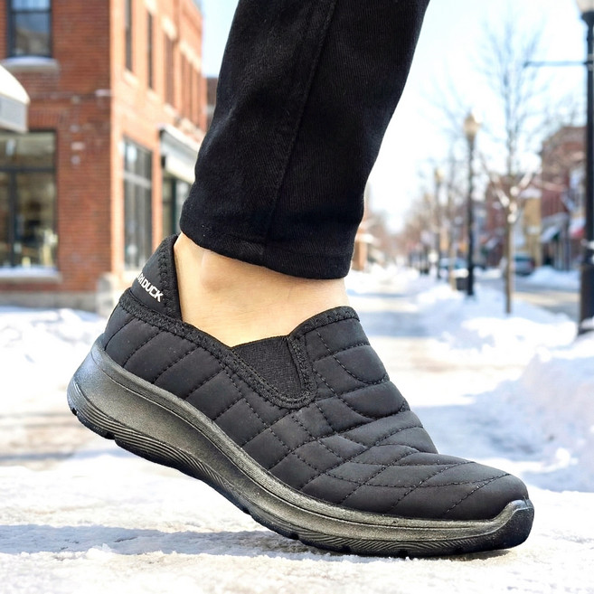 겨울 경량 패딩 슈즈 슬립온 여성 남성 발편한 밴딩 누빔 방한 기모 신발 워킹화