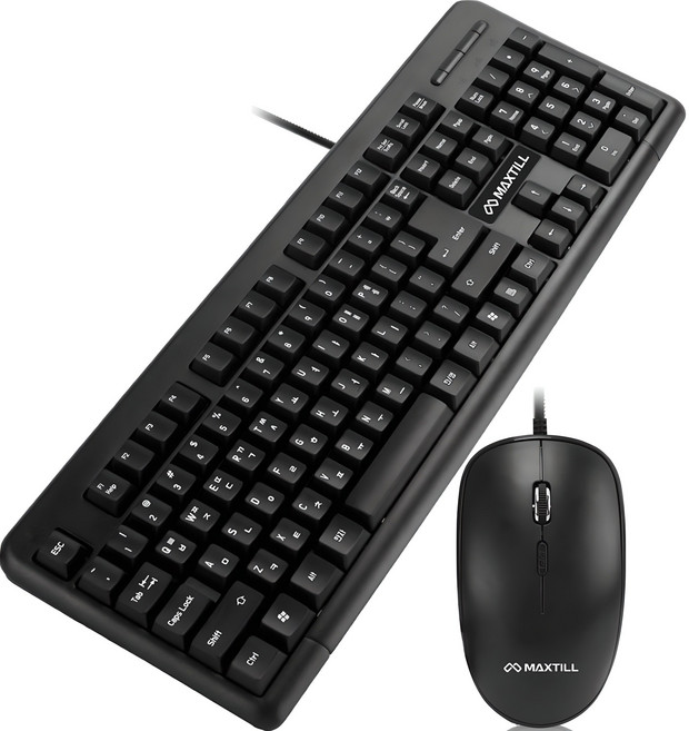맥스틸 USB 유선 키보드 저소음 마우스 세트, 일반형, MO-MK1000