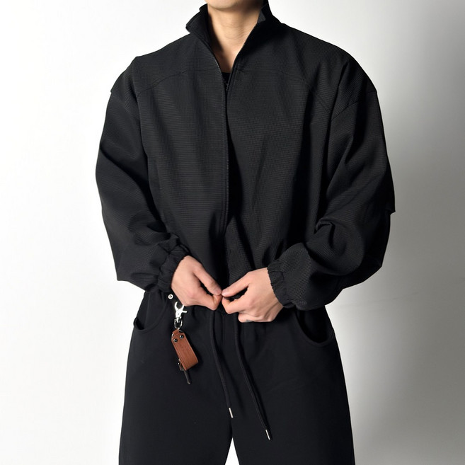 아컨 와플 하이넥 집업 블루종 점퍼 남자아우터 빅사이즈 오버핏 간절기 하이넥 데일리 도프룸