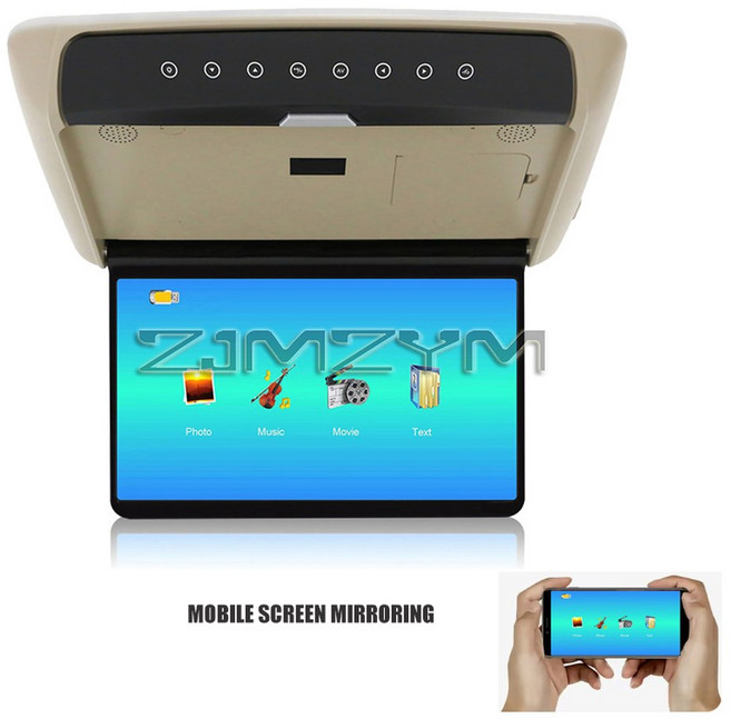 자동차 천장 지붕 장착 디스플레이 스마트 디지털 모니터 14 인치 TV HD 1080P MP5 멀티미디어 비디오 플레이어 액세서리