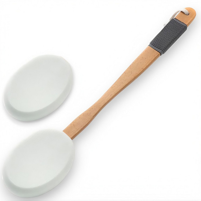 아임이지 셀프 등 로션 바르기 브러쉬 패드 교체형 고급형, 브러쉬1개+패드2개, 우드