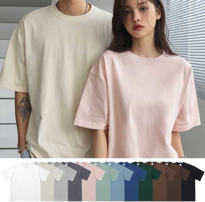 스토리원 JG-SSTT003 유니섹스 남녀공용 가을 겨울 도톰한 두께감 프리미엄 코튼 오버핏 반팔티