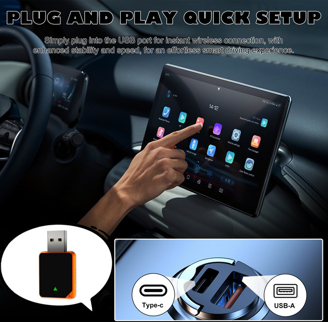 無線 CarPlay Android Auto 隨插即用, 黑, 1個