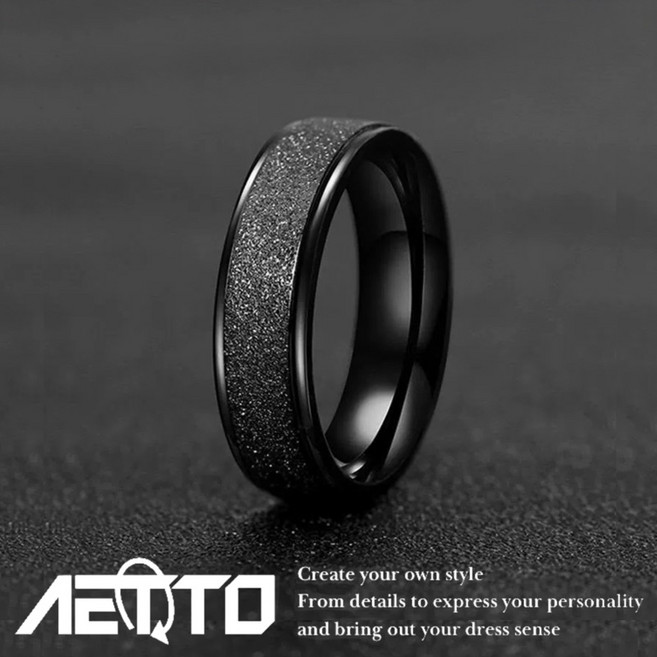 AETTO 磨砂質感戒指 噴砂工藝 簡約百搭 鈦鋼情侶對戒