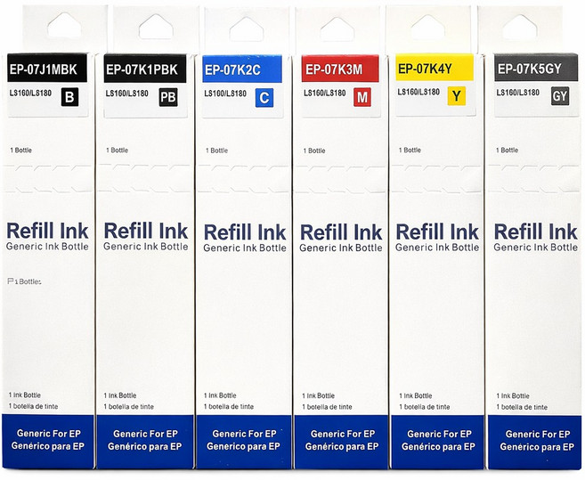 잉크아울렛 엡손 011 012 호환잉크 T07J T07K 호환잉크 6색세트 L8160 L8180 T07J1 T07K1, 1세트, 6색호환세트 티07제이/케이