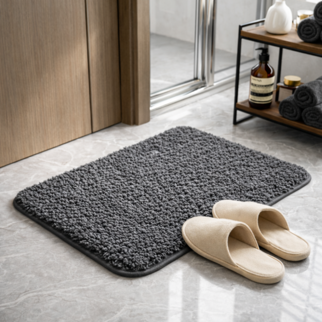 모어픽 빨아쓰는 먼지없는 욕실 주방 발매트, 1개, 다크 그레이