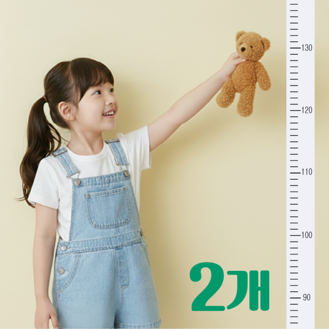 아기나무 키재기 벽 스티커 성장기록 인테리어, 화이트