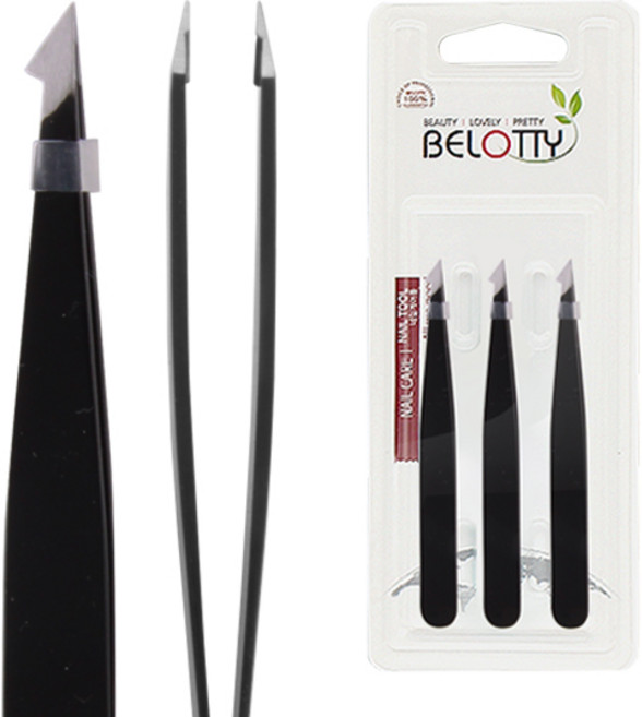 벨로티 전문가용 정밀 미세모 족집게, 3개, 블랙