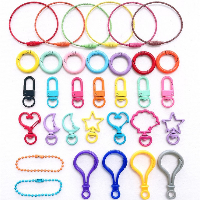 하트별 와이어 클립 오픈고리전구형스트랩키링재료, 4.(5개입)군번줄, (L38)그린연두, 1개