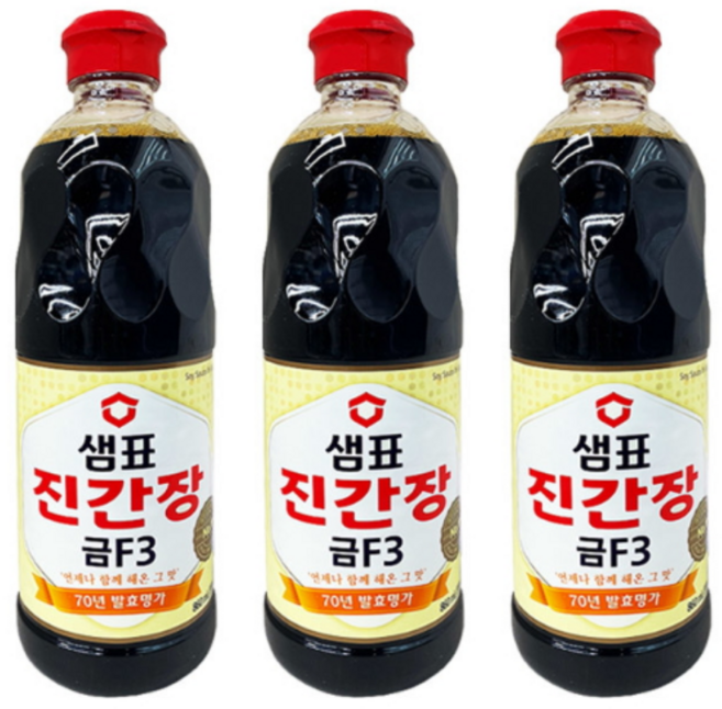 [금F3] 샘표 진간장 1등간장, 3개, 860ml