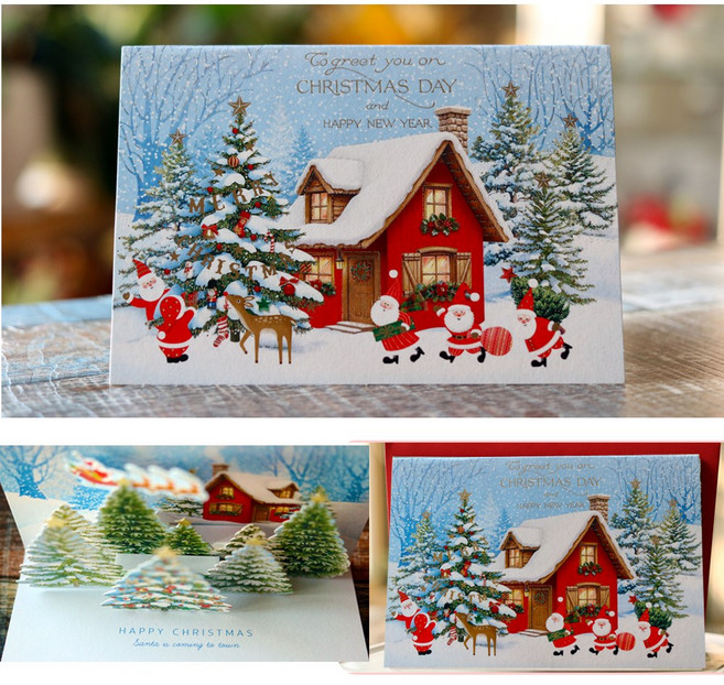 수작업으로 만든 팝업 입체 크리스마스카드 4종세트