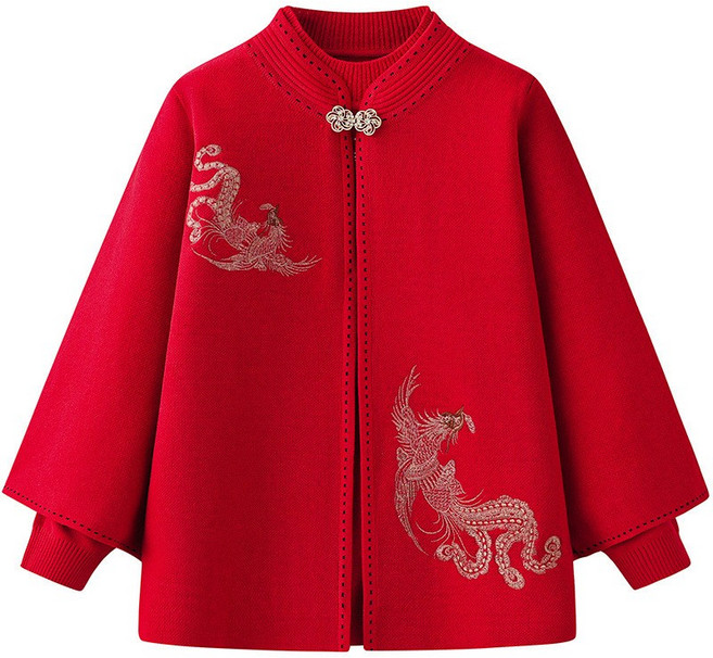 에쥬아 중년여성 투피스 상의 프릴넥 니트+가디건 할머니옷 엄마옷 하객룩